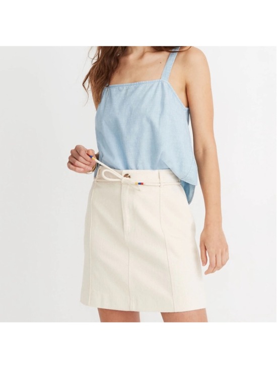Madewell Dresses & Skirts - MADEWELL Capital A-line Summer Mini Skirt Size 14 Ivory Coastal Casual Stretch